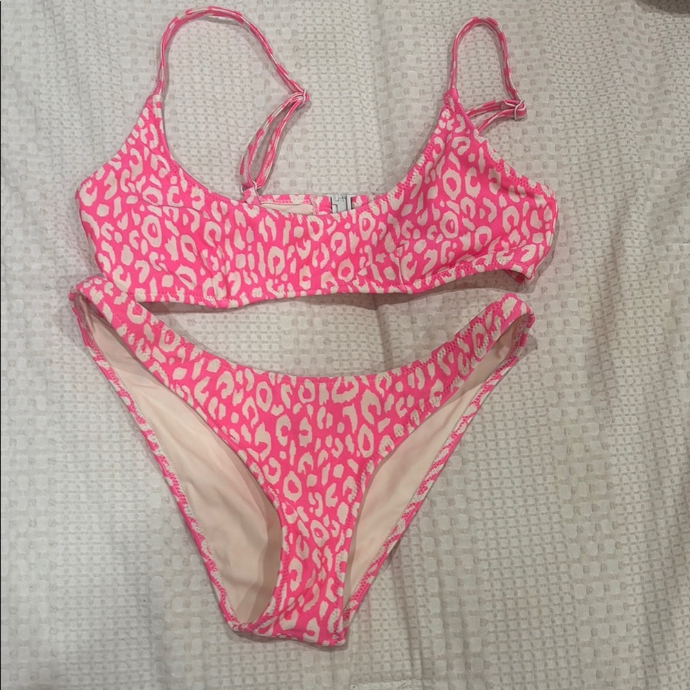 Triangl Pink Leopard Print Bikini Set